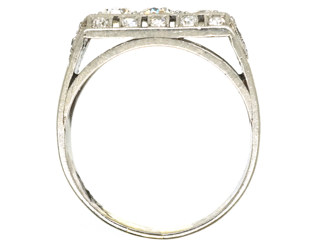 French Art Deco Platinum Diamond Rectangular Ring 605L The