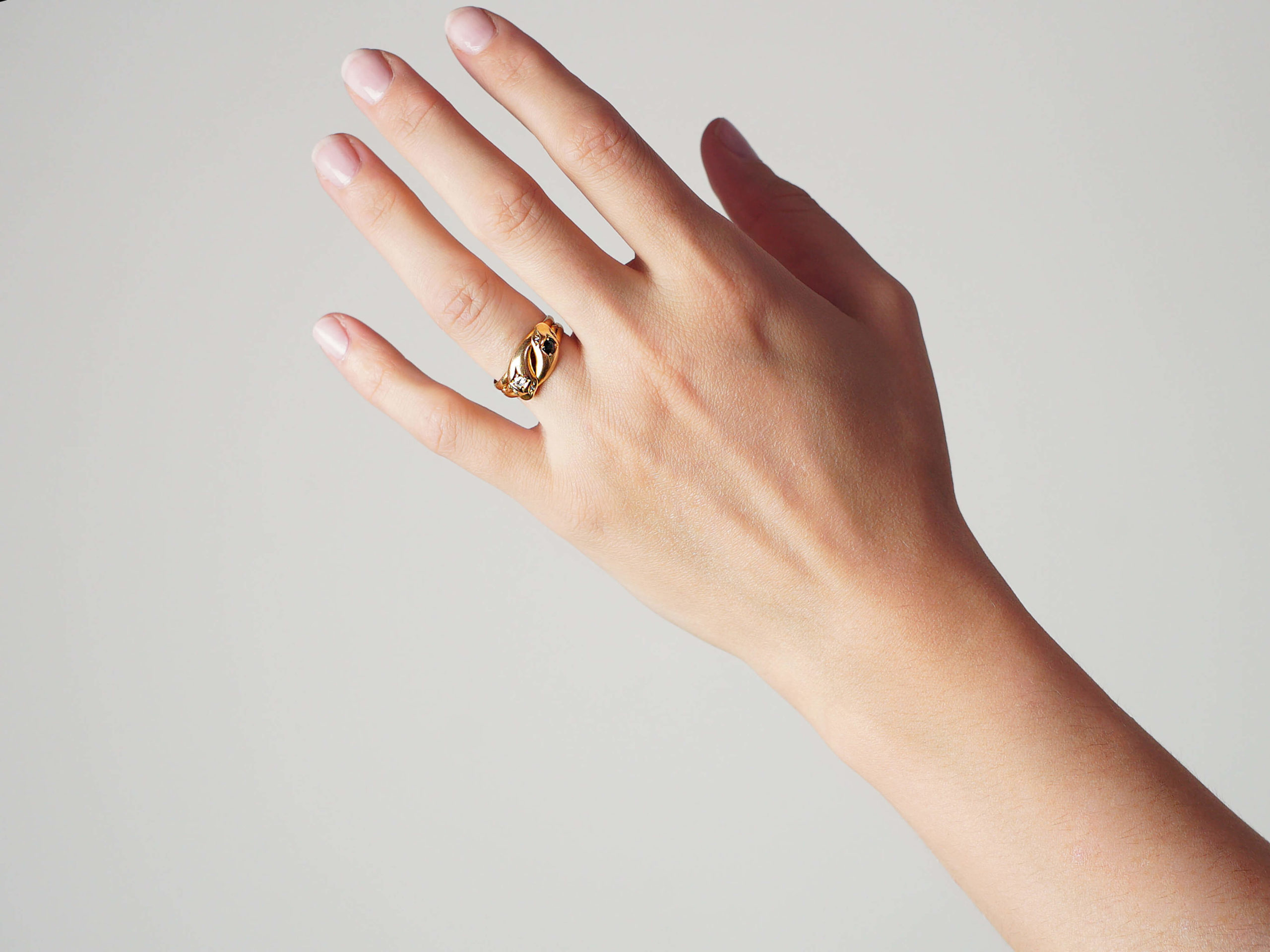 Victorian 18ct Gold Double Snake Ring Set With A Sapphire A Diamond