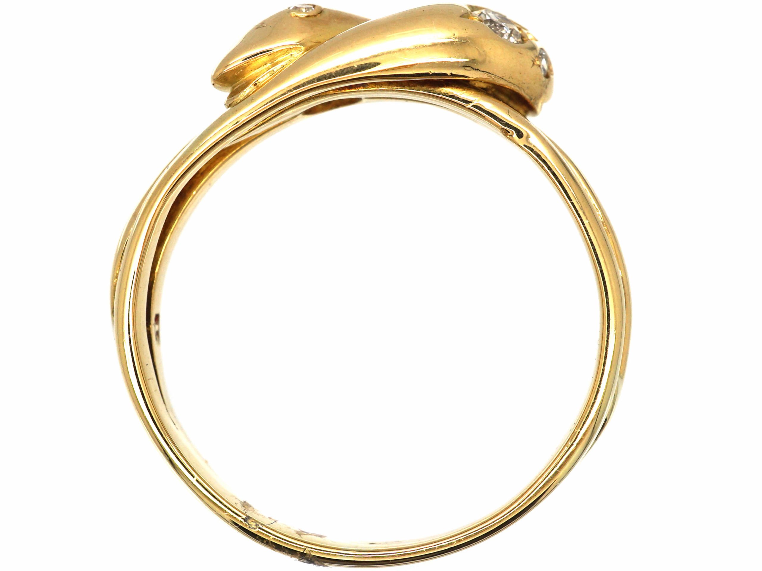 Edwardian Ct Gold Double Snake Ring Set With Diamonds A Sapphire