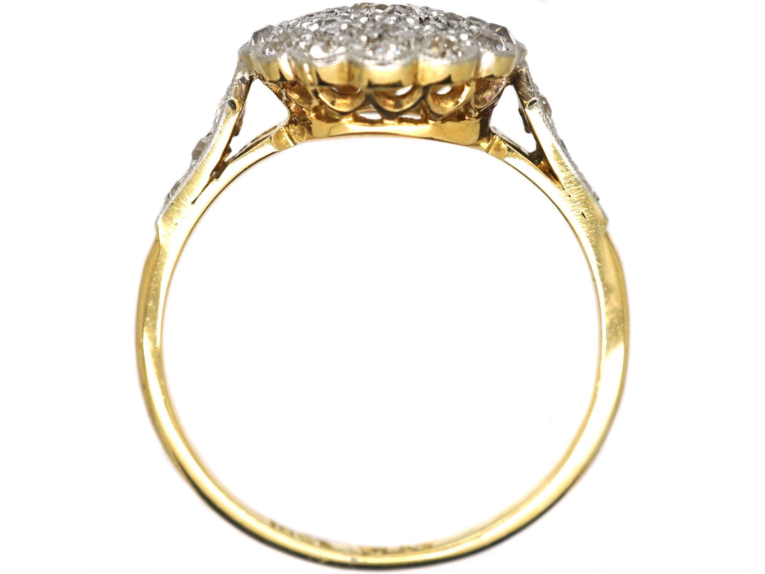 Edwardian Ct Gold Platinum Diamond Cluster Ring With Diamond Set