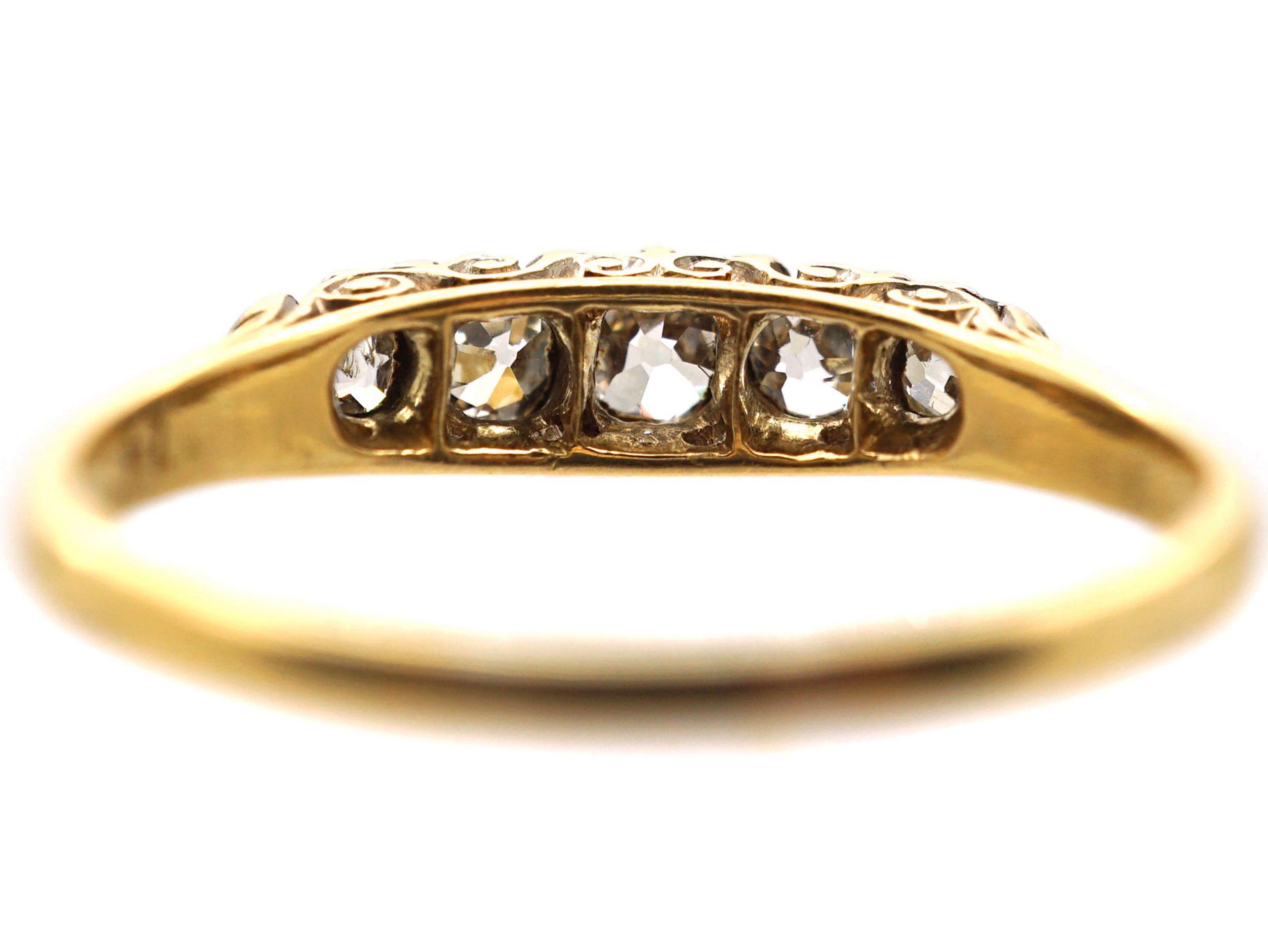 Edwardian Ct Gold Five Stone Old Mine Cut Diamond Ring T The