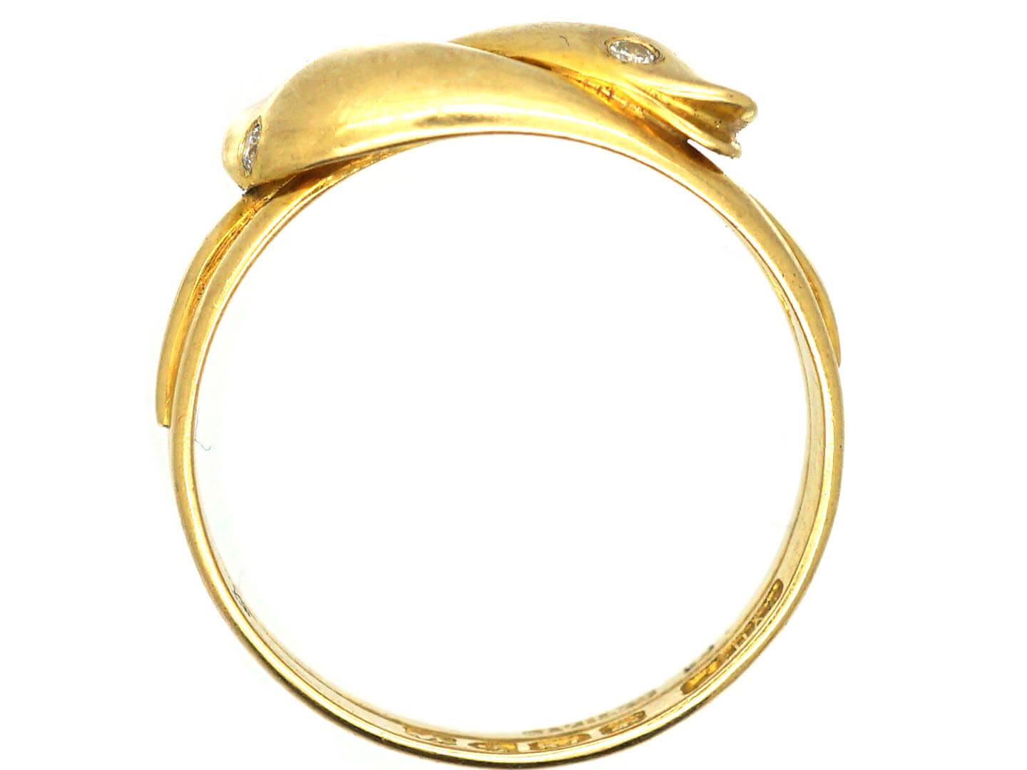 Edwardian Ct Gold Double Snake Ring With Diamond Eyes W The