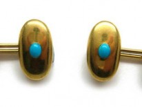 18ct Gold & Turquoise Oval Cufflinks