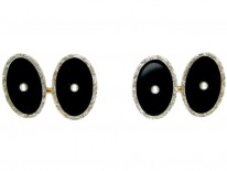 Onyx & Pearl Oval Cufflinks