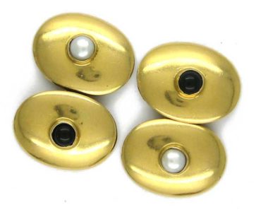 18ct Gold, Onyx & Pearl Cufflinks