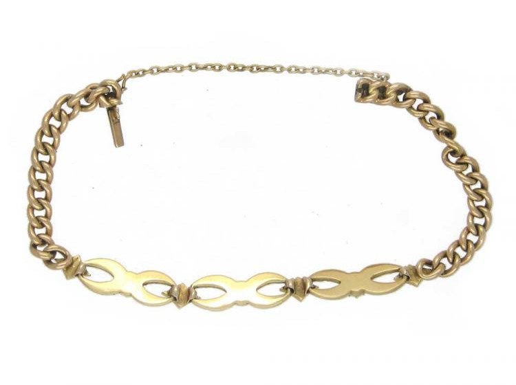 15ct Gold Turquoise & Pearl Curb Link Bracelet
