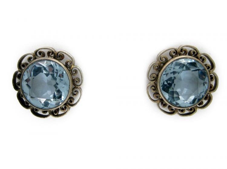 Silver & Blue Glass Earrings