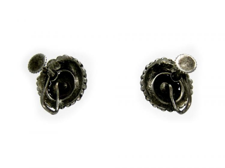 Marcasite Flower Design Earrings