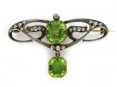 Peridot & Diamond Brooch