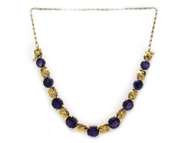 18ct Gold & Amethyst Necklace (141Z) | The Antique Jewellery Company