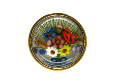 Edwardian 14ct Gold Reverse Intaglio Crystal Brooch of Flowers