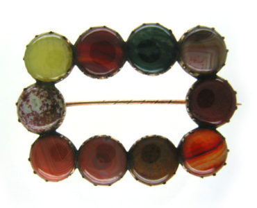 Scottish Agate Gold Brooch
