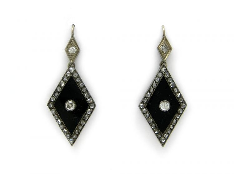 Onyx & Diamond Drop Earrings