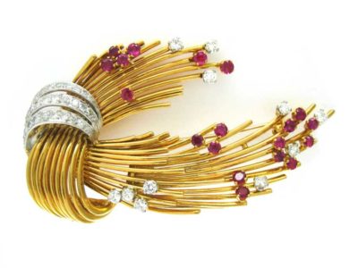 Kutchinksy 18ct Gold, Diamond & Ruby Spray