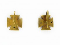 15ct Gold & Pearl Maltese Cross Earrings