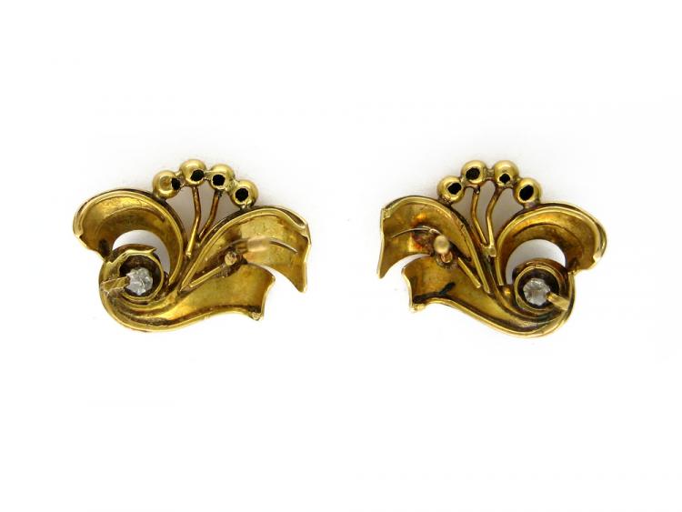 18ct Gold & Diamond Spray Earrings (235L) | The Antique Jewellery Company