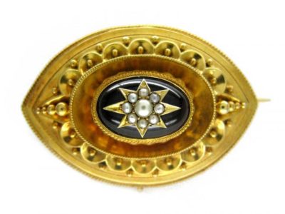 Victorian 15ct Gold, Garnet & Pearl Brooch
