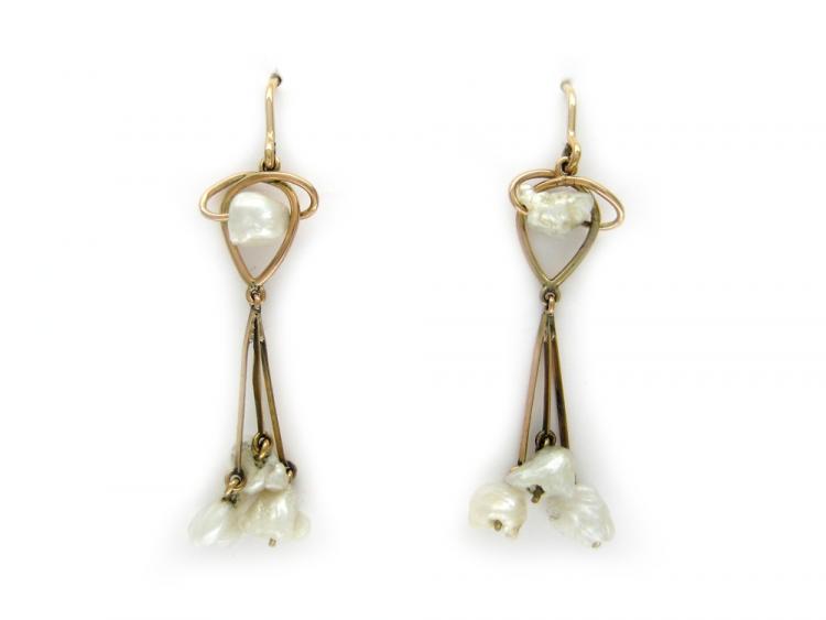 Sunburst Baroque Pearl Earrings Gold