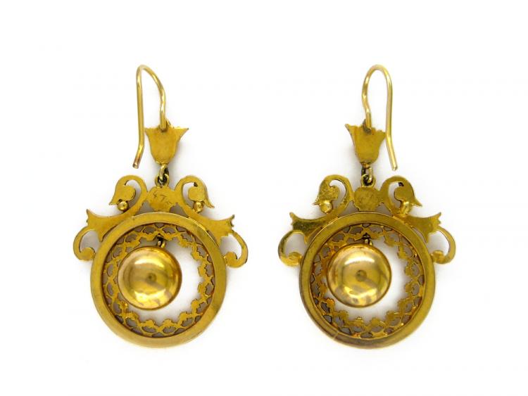 15ct Gold Ball Drop Earrings (424A) | The Antique Jewellery Company