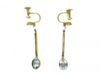 15ct Gold, Aquamarine & Pearl Earrings