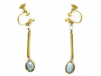 15ct Gold, Aquamarine & Pearl Earrings