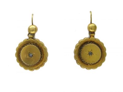 15ct Gold & Diamond Round Drop Earrings