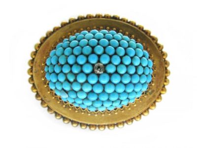 18ct Gold, Turquoise & Diamond Brooch