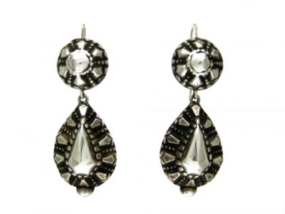 Large Silver Flower & Drop Earrings