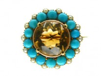 Turquoise Pearl Brooch