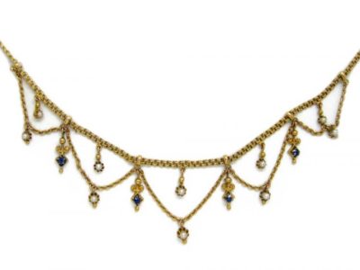 14ct Gold, Sapphire & Pearl Necklace