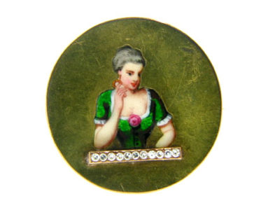 Victorian 15ct Gold Enamel Lady Brooch