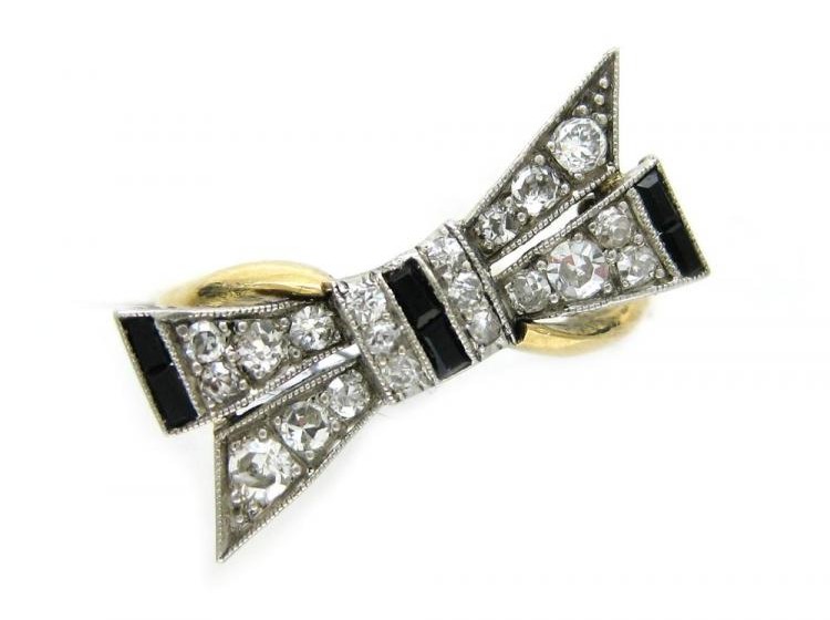 Onyx Diamond Bow Ring