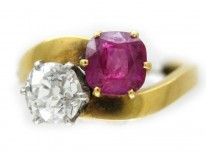 Ruby & Diamond Crossover Ring