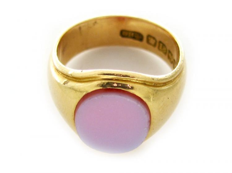 18ct Gold Banded Carnelian Signet Ring
