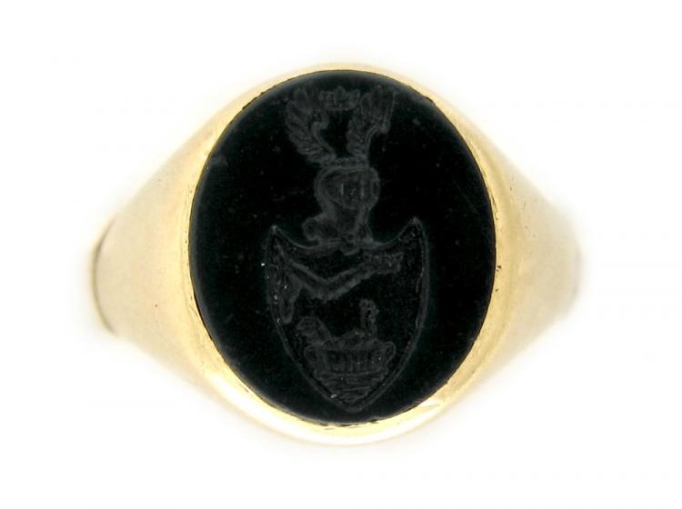 Engraved Bloodstone Signet Ring