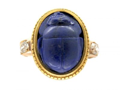 Lapis Lazuli Scarab Beatle Ring