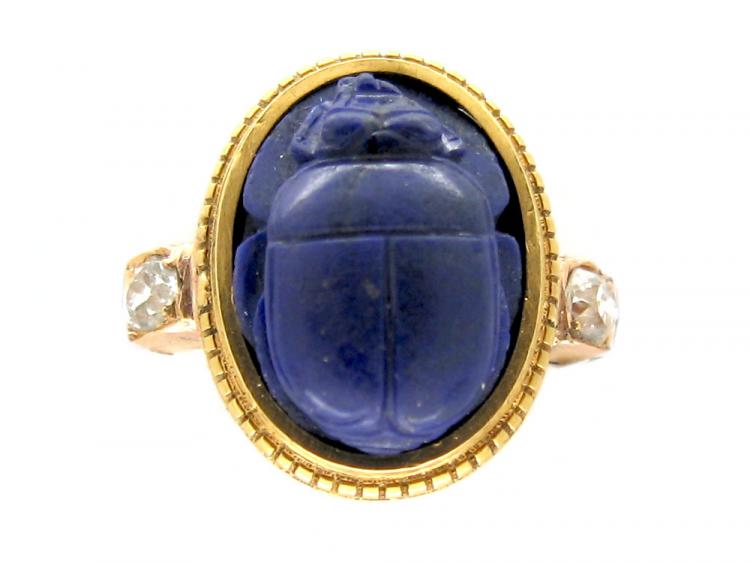 Lapis Lazuli Scarab Beatle Ring (940A) | The Antique Jewellery Company