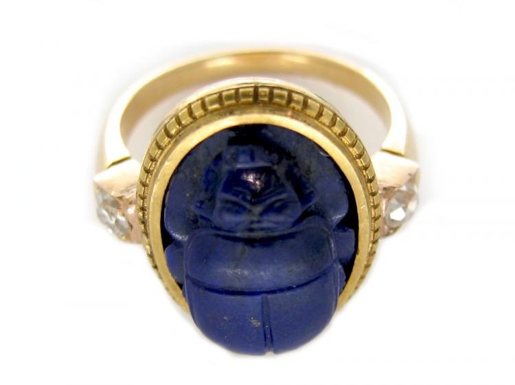 Lapis Lazuli Scarab Beatle Ring