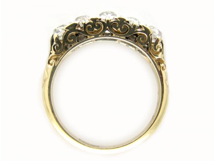 Diamond Carved Half-Hoop Ring