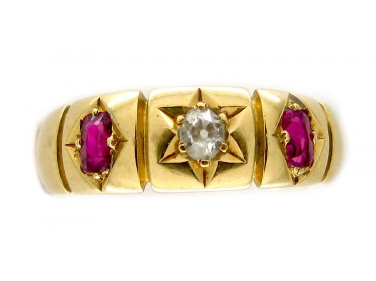 Ruby & Diamond 18ct Gold Gypsy Ring