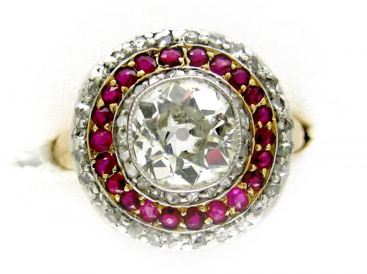 Diamond & Ruby Circle Ring