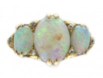 Opal Carved Half-Hoop Ring
