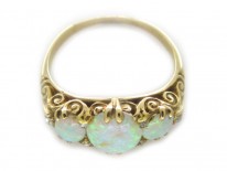 Opal Carved Half-Hoop Ring