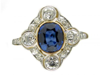 Sapphire & Diamond Four Point Ring