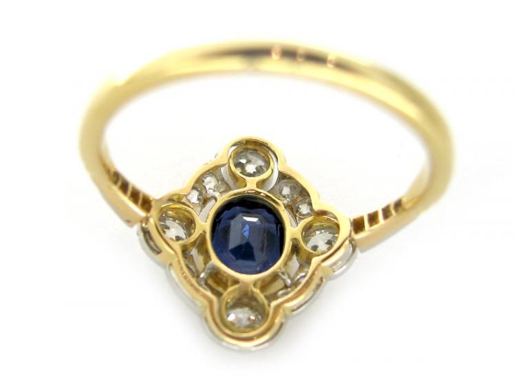 Sapphire & Diamond Four Point Ring