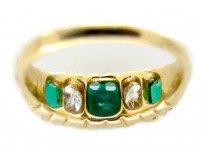 Emerald & Diamond Half-Hoop Ring