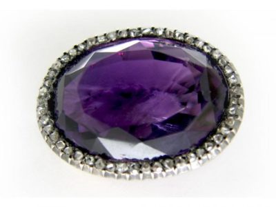 Amethyst & Diamond Oval Brooch