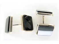 Art Deco Onyx Silver Cufflinks
