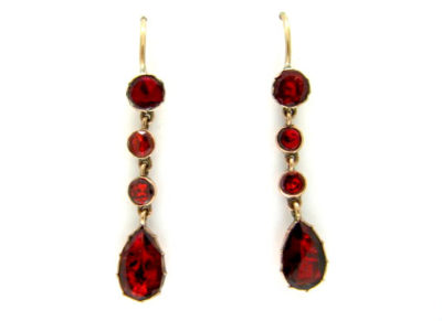 Flat-Cut Garnet Drop Earrings