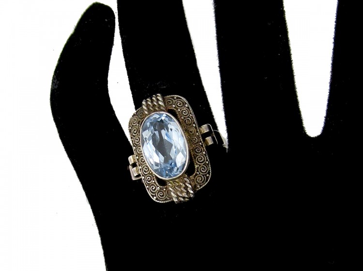Art Deco Theodor Fahrner Silver & Blue Paste Ring